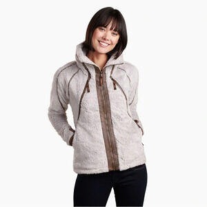 Kuhl Women’s Fleece Full Zip Flight Jacket in Stone Size L